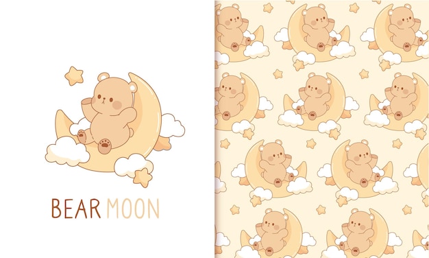 Cute brown teddy bear seamless pattern for baby pattern wallpaper