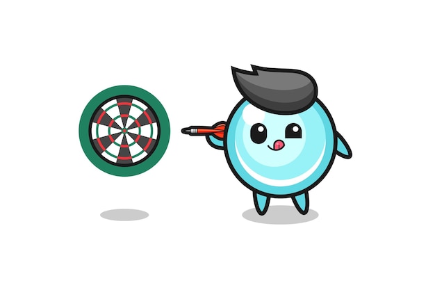 Cute bubble is playing dart , cute design