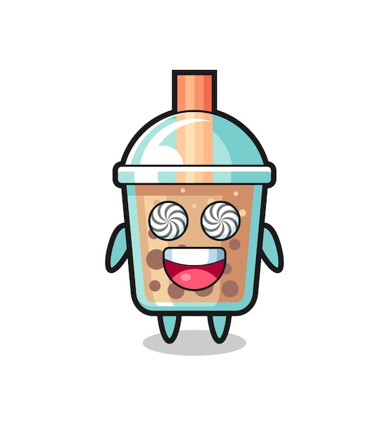 Cute bubble tea character with hypnotized eyes , cute style design for t shirt, sticker, logo element