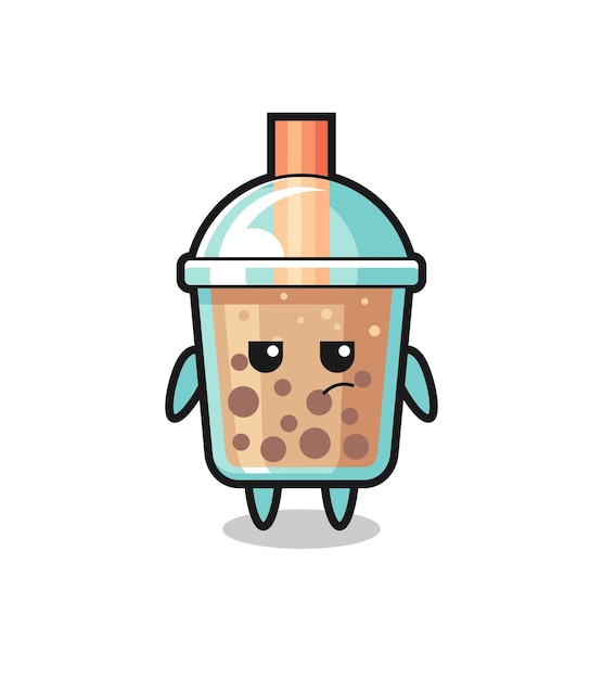 Simpatico personaggio bubble tea con espressione sospettosa