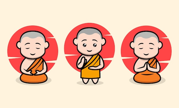 Vector cute buddhist monk