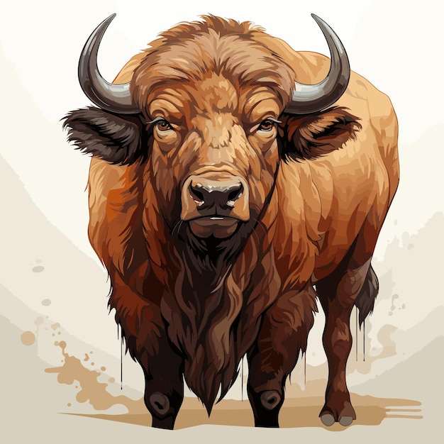 Cute Buffalo Vector Cartoon Art Иллюстрационный дизайн