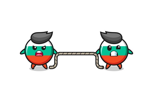 Cute bulgaria flag character is playing tug of war game