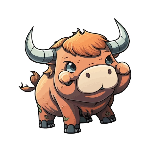 Cute bull cartoon style