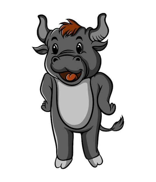 ベクトル かわいい牛の赤ちゃん漫画イラスト デザイン笑顔