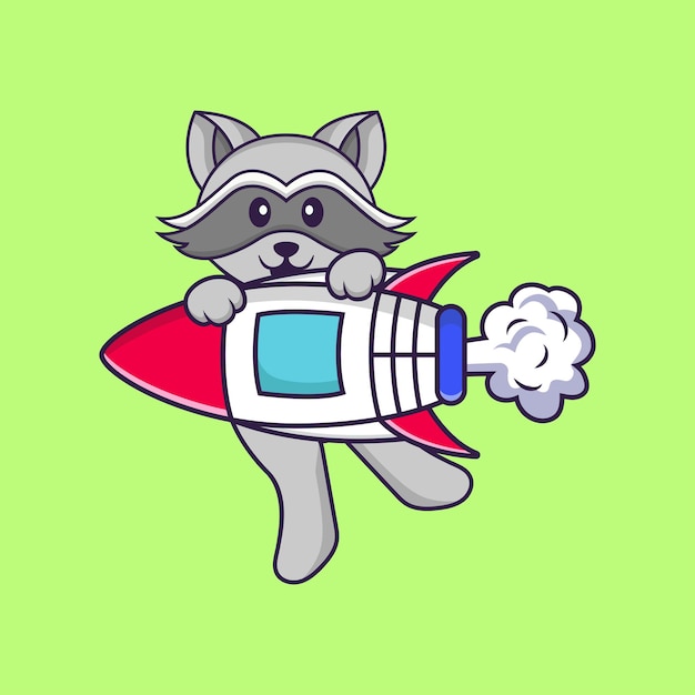 Cute bull flying on rocket. animal cartoon concept isolated. flat cartoon style