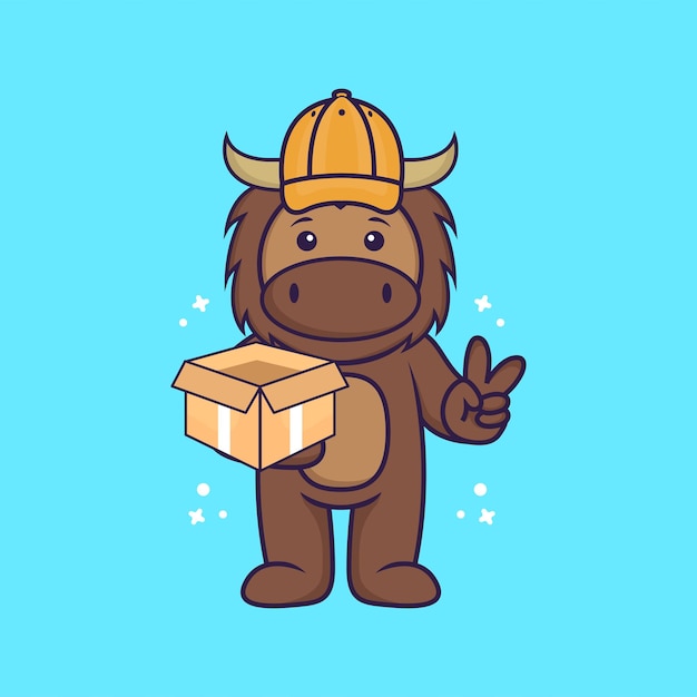 Cute bull mascot character. animal cartoon concept isolated