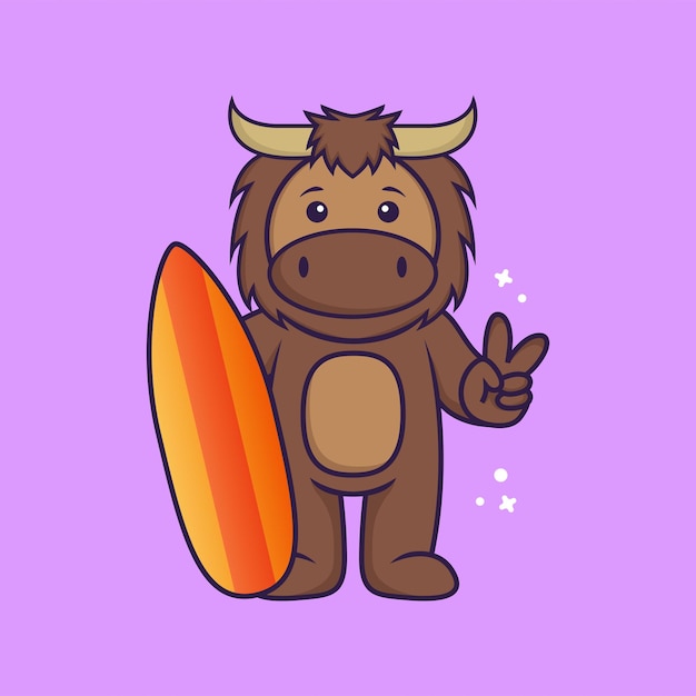 Cute bull mascot character. animal cartoon concept isolated