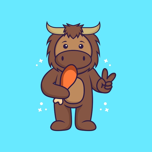 Cute bull mascot character. animal cartoon concept isolated