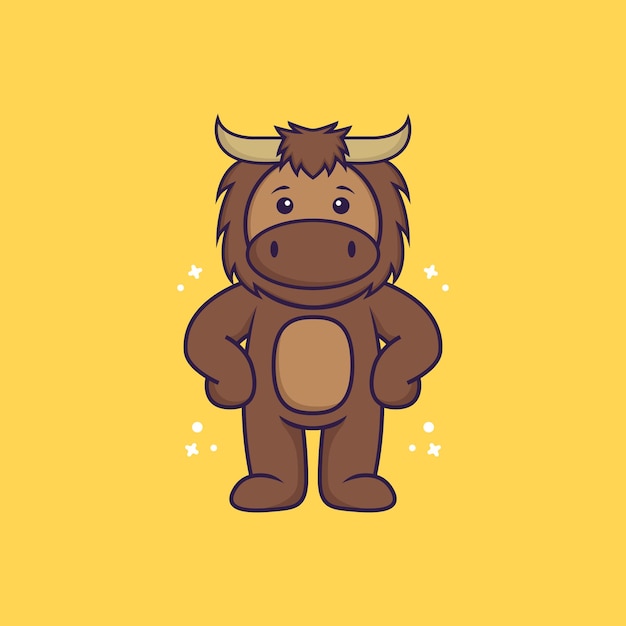 Cute bull mascot character. Animal cartoon concept isolated.