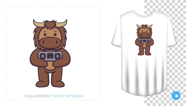 Cute bull mascot character. Can be used on stickers, patches, textiles, paper, cloth and others.