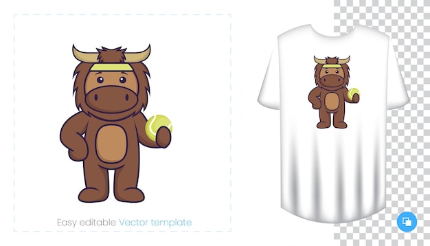 Cute bull mascot character. Can be used on stickers, patches, textiles, paper, cloth and others.