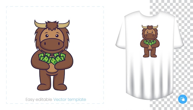 Cute bull mascot character. Can be used on stickers, patches, textiles, paper, cloth and others.