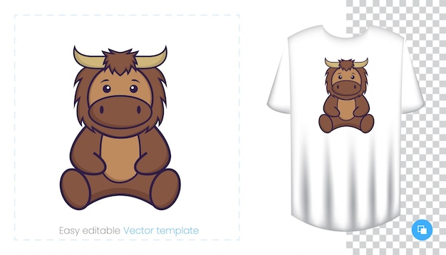 Cute bull mascot character. Can be used on stickers, patches, textiles, paper, cloth and others.