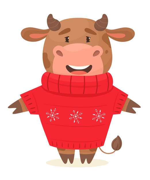 Toro carino in un maglione.