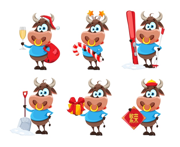 Cute bull, the symbol of chinese new year