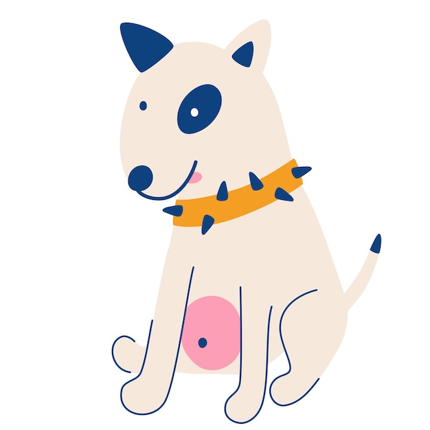 ベクトル かわいいブルテリア。手描きの犬。ペット。ベクトル漫画イラスト。白い背景で分離します。