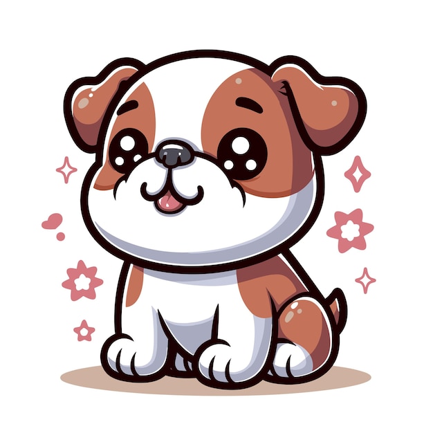 Vector cute bulldog cartoon vector on white background