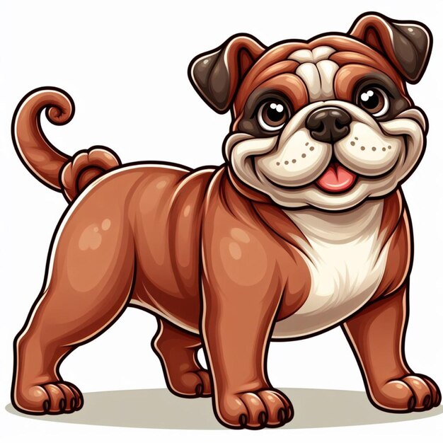 Vector cute bulldog dogs vector cartoon illustration