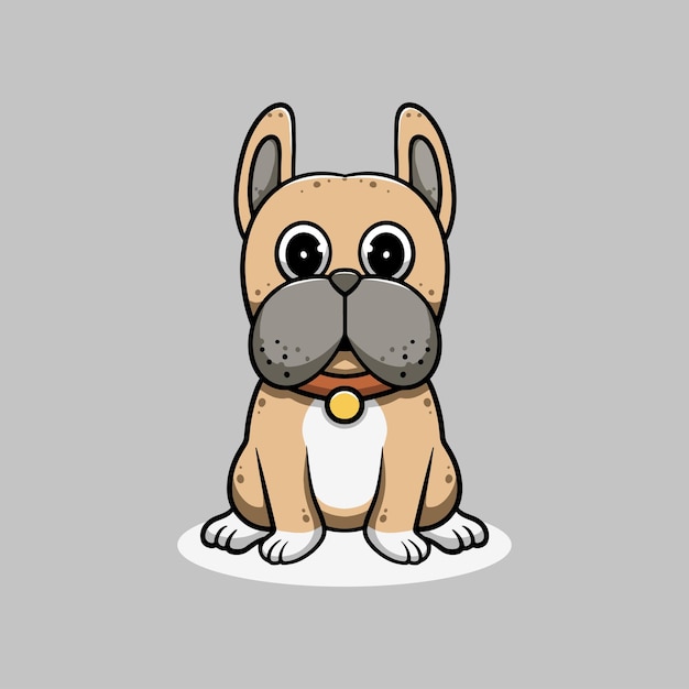 Cute bulldog smiling cartoon illustration