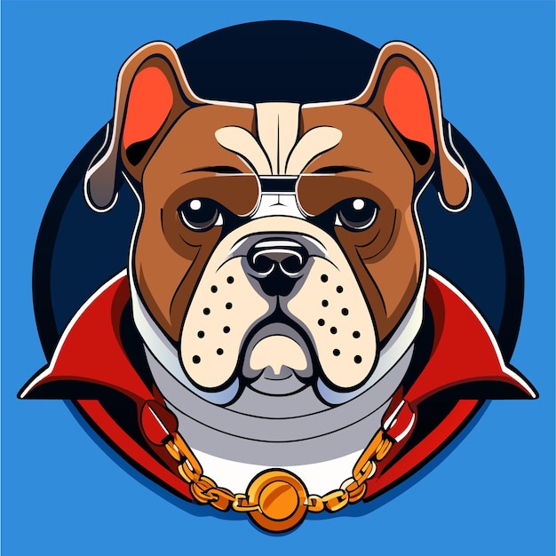 Vector cute bulldog with headphones hand drawn flat stylish cartoon sticker icon concept