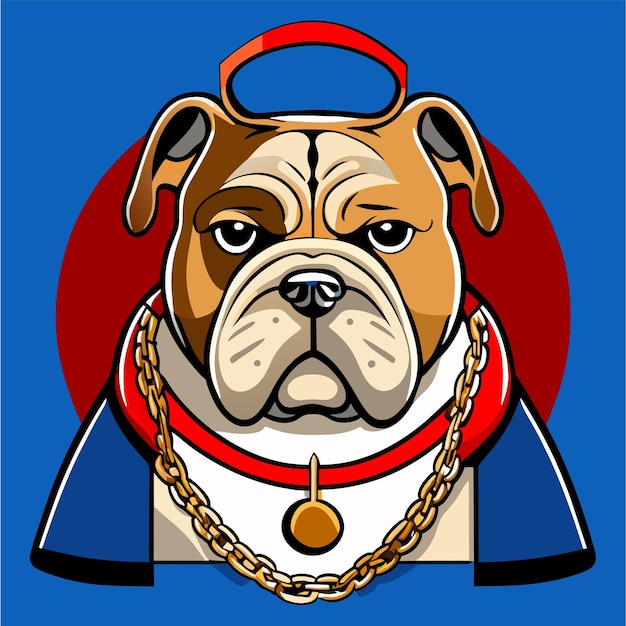 Vettore carino bulldog con cuffie disegnato a mano piatto elegante adesivo cartone animato concetto di icona