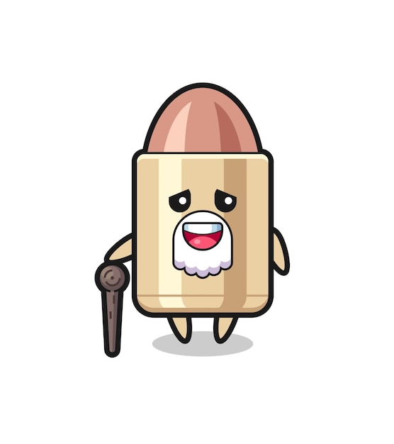 Cute bullet grandpa is holding a stick , cute style design for t shirt, sticker, logo element