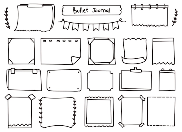 Cute bullet journal and notes doodle set