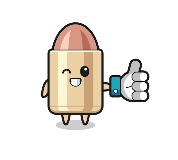 Cute bullet with social media thumbs up symbol , cute style design for t shirt, sticker, logo element