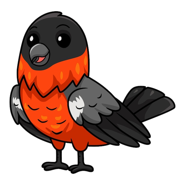 Cute bullfinch bird cartoon standing