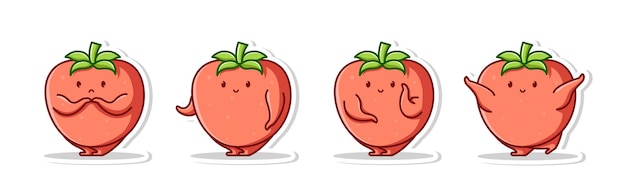 Cute bundle cartoon of tomato