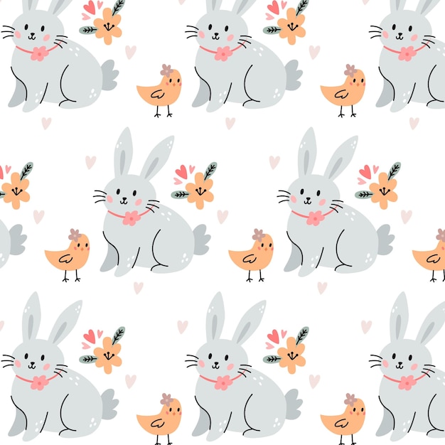 벡터 귀여운 토끼와 달 원활한 패턴 창의적인 유치원 배경 어린이 디자인에 완벽합니다