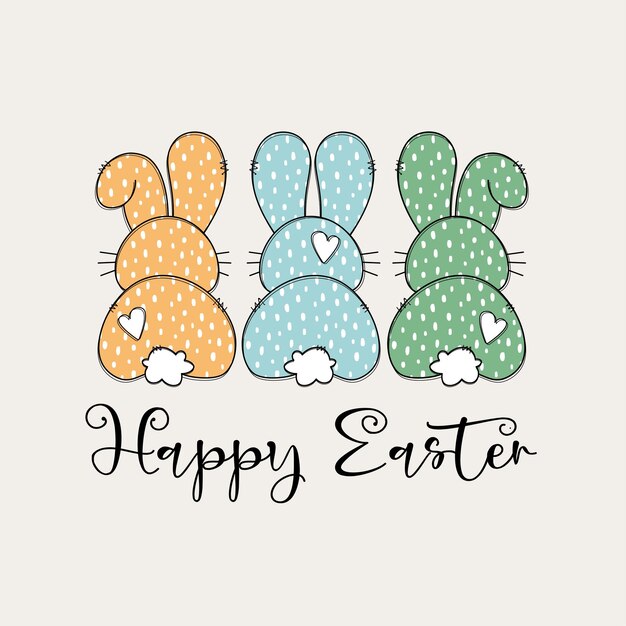 Cute bunny back vector happy easter clip art