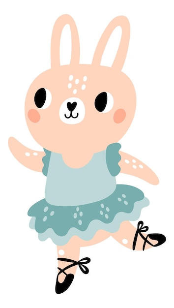 Cute bunny ballerina Little animal kid character