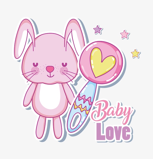 Cute bunny cartoon card vector illustration graphic design