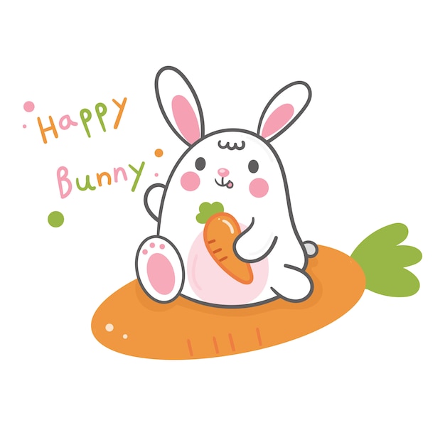 Cute bunny cartoon and carrot