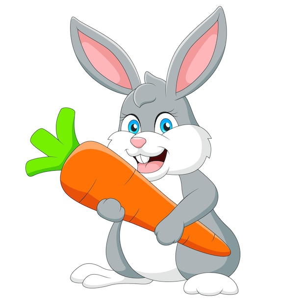 Cute bunny cartoon holding a carrot