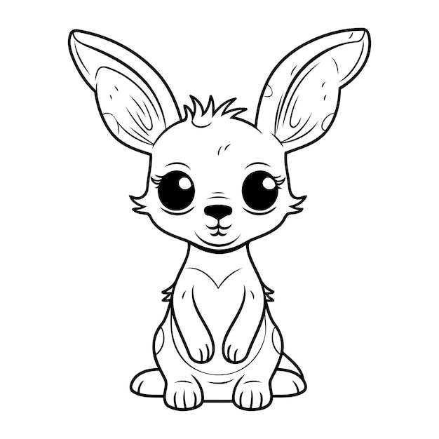 Cute bunny cartoon isolated on white background Vector illustration for coloring book
