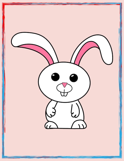 Cute bunny cartoon rabbit vector icon illustration