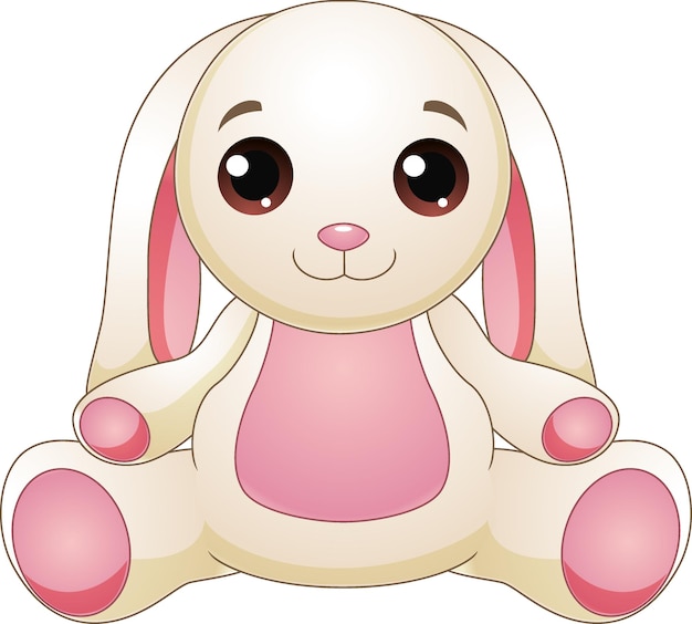 Simpatico cartone animato coniglietto su sfondo bianco