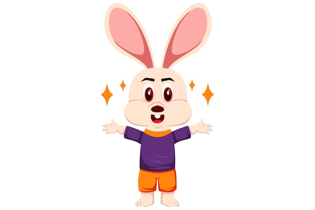 Cute Bunny Character Design Illustration