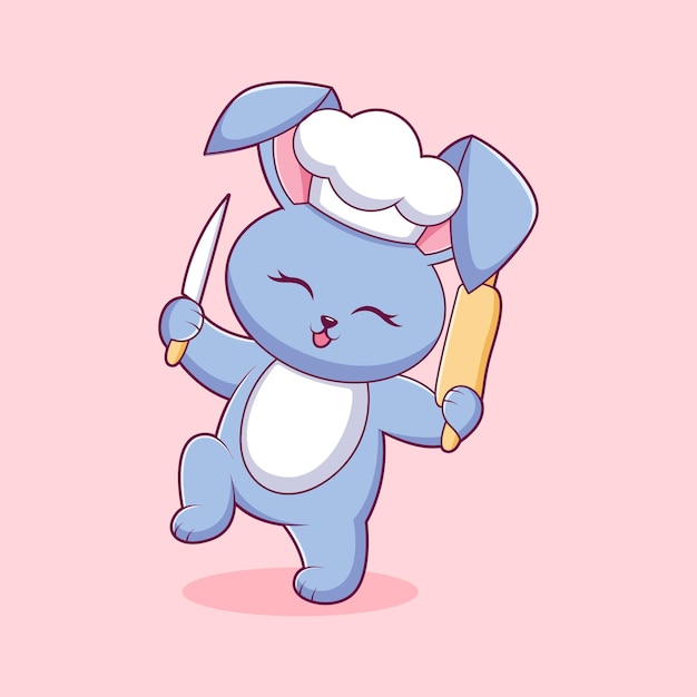 Cute Bunny Character Design Illustration