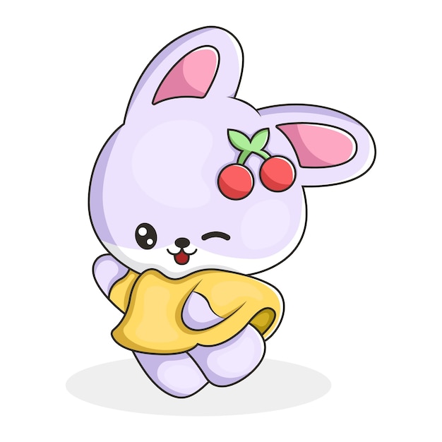 Cute Bunny Character Design Illustration