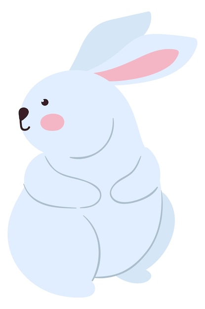 재미 있는 포즈에 귀여운 토끼 캐릭터 흰색 배경에 고립 된 행복 한 토끼