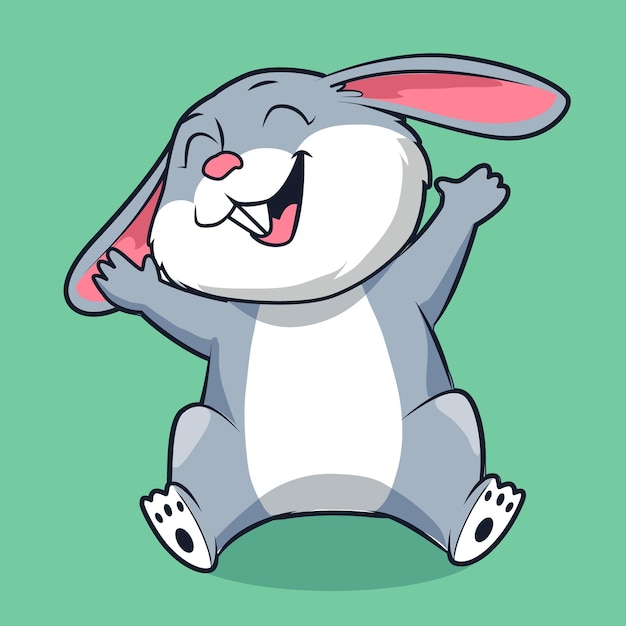 Cute bunny cheerful cartoon drawing