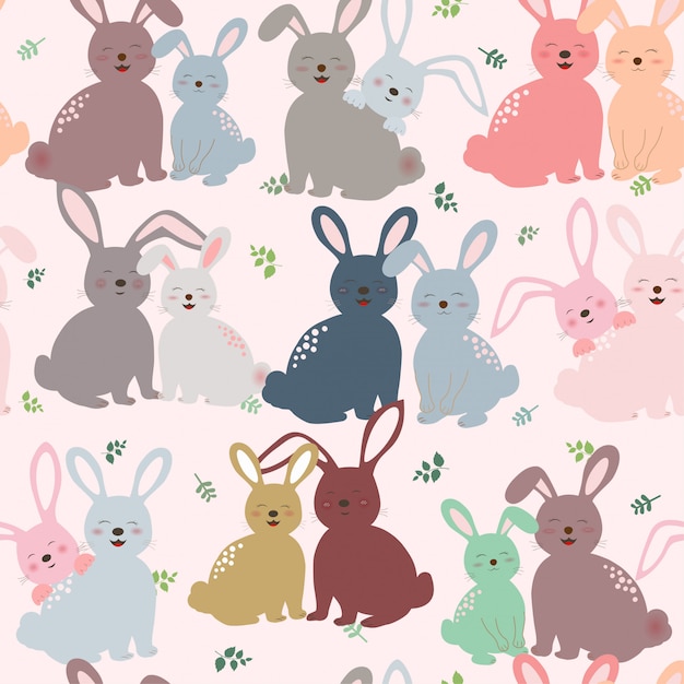 Cute bunny in colorful tone seamless pattern for kid product