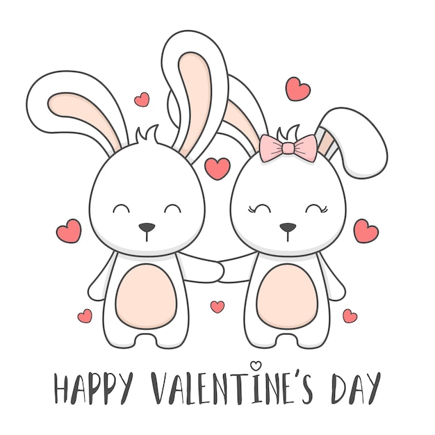 Cute bunny couple valentines day