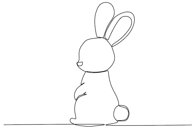 A cute bunny cub is sitting Urban pet oneline drawing