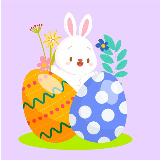 Vettore illustrazione vettoriale di cute bunny delights buona pasqua