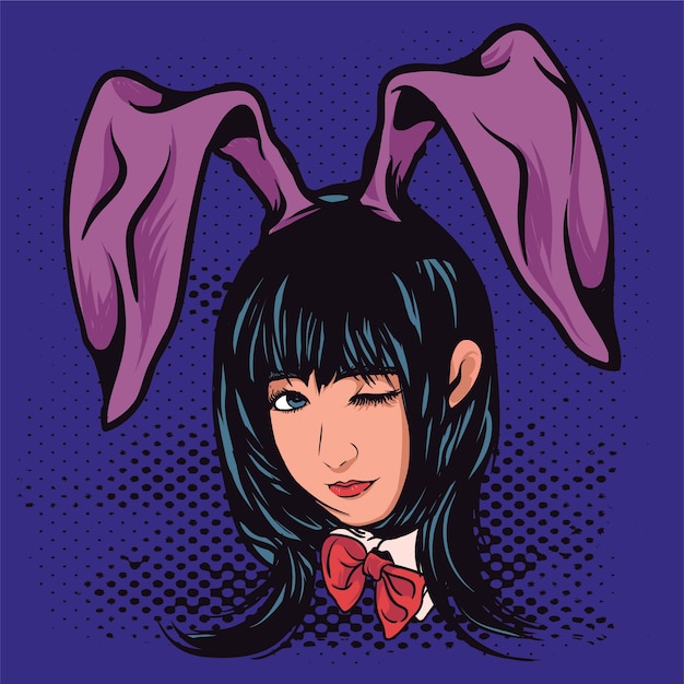 Vector cute bunny girl